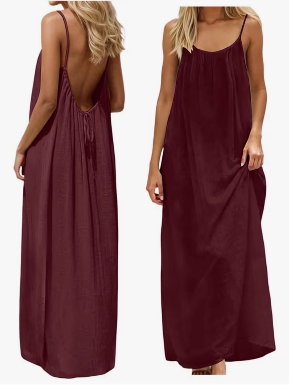 Women’s Sleeveless Maxi Dress in Burgundy